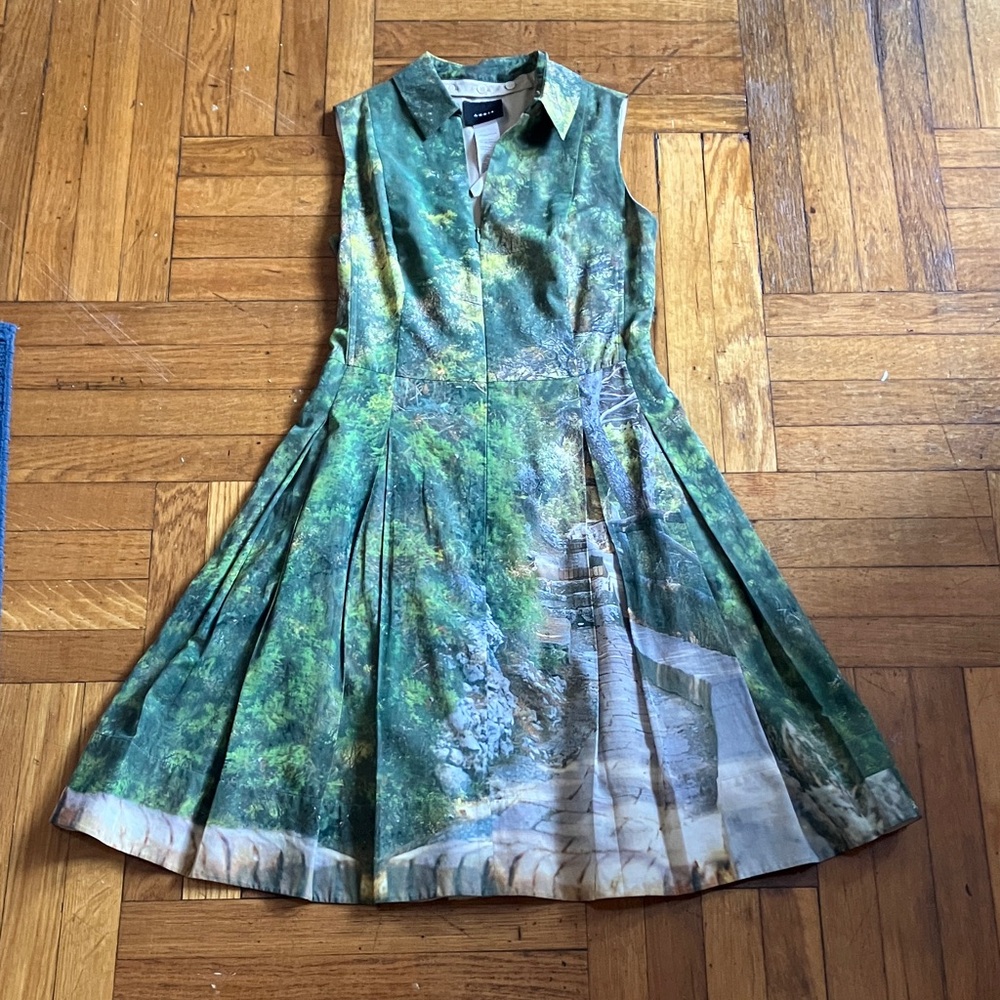 Akris Green Sleeveless Dress with Nature Print - Picture 3 of 9